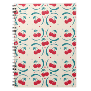 Zoete Kersen Retro Patroon Notitieboek
