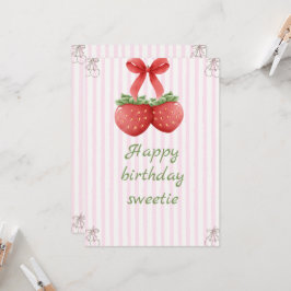Zoete Kersen Verjaardag – Roze & Witte Elegantie Kaart