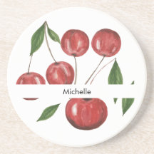 Zoete Kersen Watercolor Illustratie met Monogram