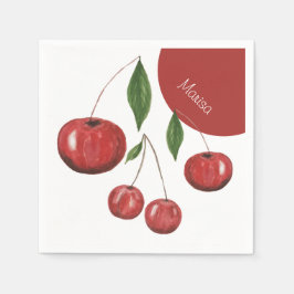 Zoete Kersen Watercolor Illustratie Servet