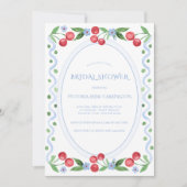 Zoete Kersen Whimsical Vintage Bruiloftsborrel Kaart (Voorkant)