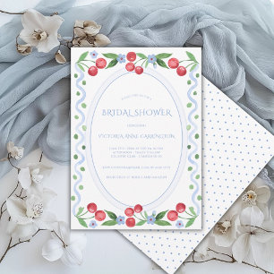 Zoete Kersen Whimsical Vintage Bruiloftsborrel Kaart