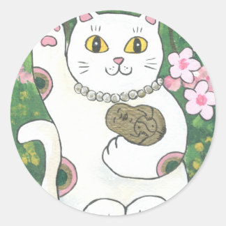 Zoete kersenbloesem Neko Ronde Sticker