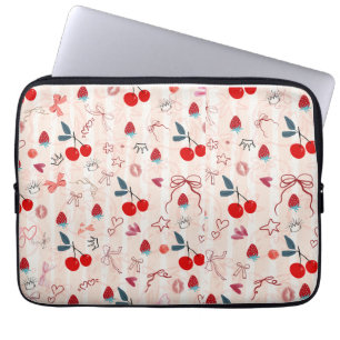 Zoete Kersenlinten en Sterren Esthetisch Ontwerp Laptop Sleeve