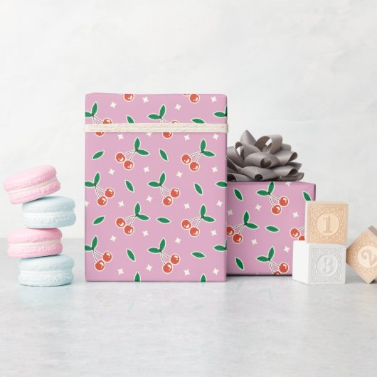 Zoete Kersenpatroon Inpakpapier Rol (Baby Shower)