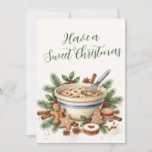 Zoete Kerst Bak Waterverf Kerstkaart (Voorkant)