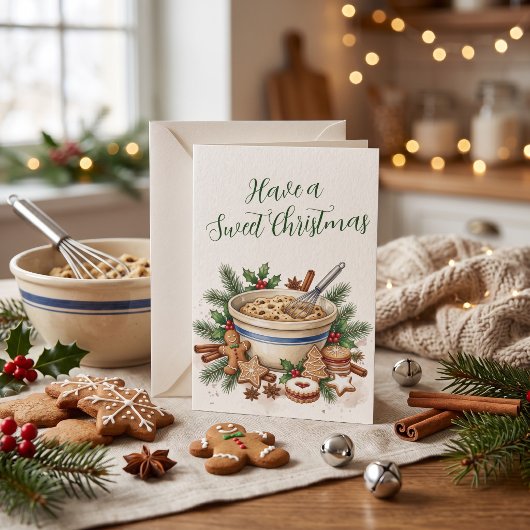 Zoete Kerst Bak Waterverf Kerstkaart