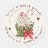Zoete Kerst Cupcake Persoonlijk Ronde Sticker (Voorkant)