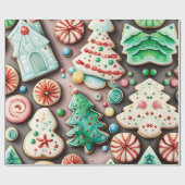 Zoete kerst en nieuwjaar Suikerkoekjes Cadeaupapier (Vlak)