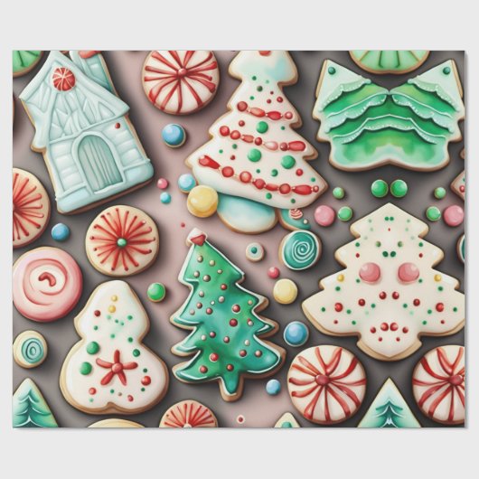 Zoete kerst en nieuwjaar Suikerkoekjes Cadeaupapier (Vlak)