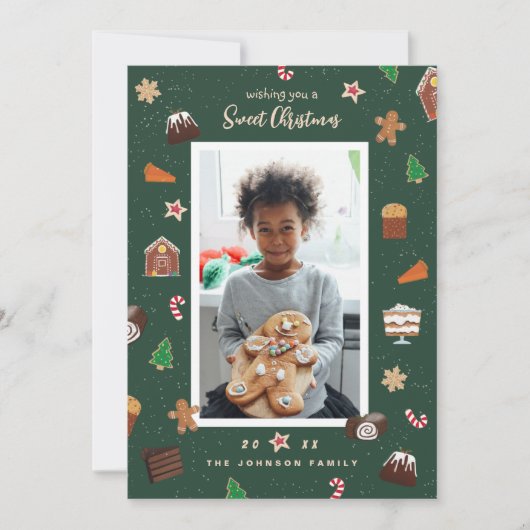 Zoete Kerst Gebakken Zoetigheden Foto Feestdagenkaart (Voorkant)