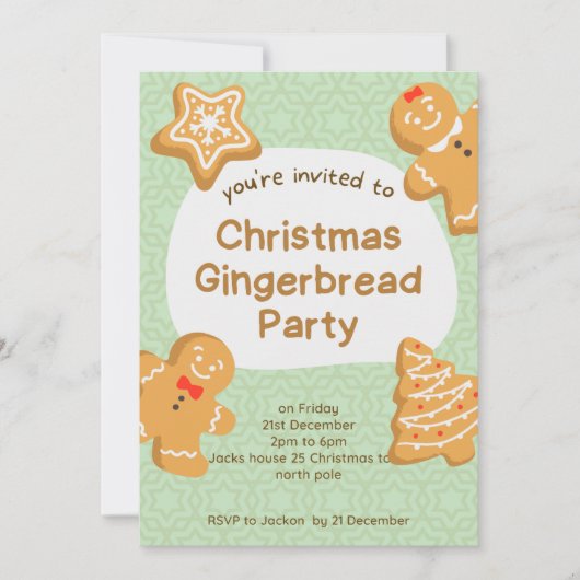 Zoete Kerst Gingerbread Koekjes Uitnodiging (Voorkant)