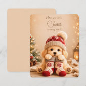 Zoete Kerst Groet Puppy Kaart (Voorkant / Achterkant)