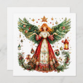 Zoete Kerstengel met Kerstcadeaus & speelgoed Feestdagenkaart (Voorkant / Achterkant)