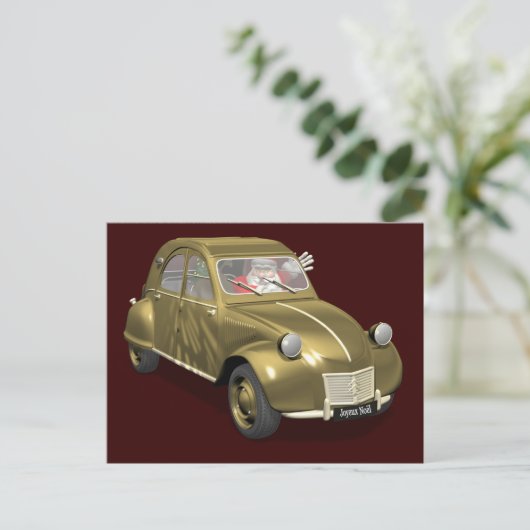 Zoete Kerstman in Citroen 2CV Feestdagenkaart (Staand voorkant)