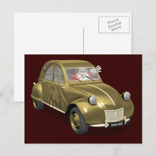 Zoete Kerstman in Citroen 2CV Feestdagenkaart (Voorkant / Achterkant)