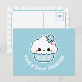 Zoete Kerstmis Cupcake Feestdagenkaart (Voorkant / Achterkant)