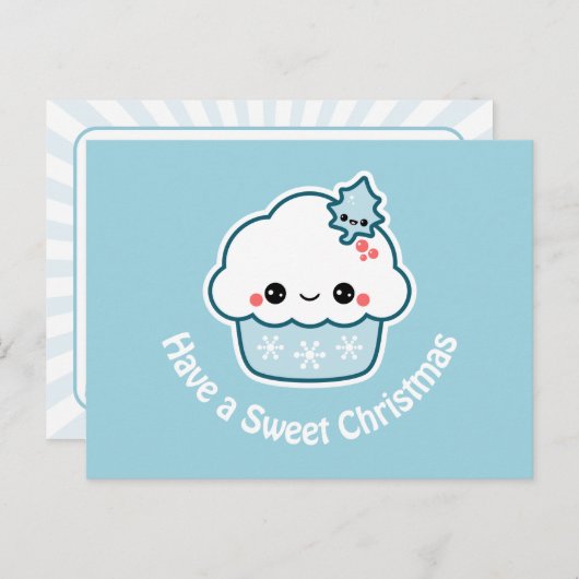 Zoete Kerstmis Cupcake Feestdagenkaart (Voorkant / Achterkant)