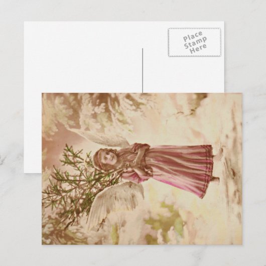 Zoete Kerstmis van de engel Feestdagenkaart (Voorkant / Achterkant)