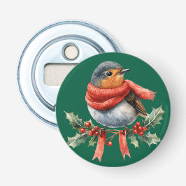 Zoete Kerstvogel Button Flesopener
