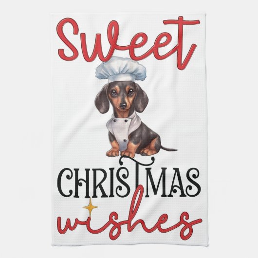 Zoete Kerstwensen: Teckel Chef Theedoek (Verticaal)