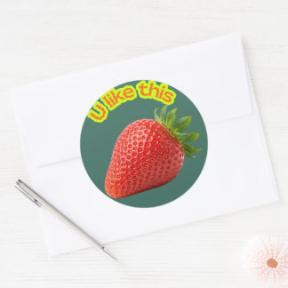 Zoete Keuze Aardbeistickers – Handgetekend Mooie Ronde Sticker