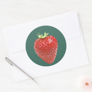 Zoete Keuze Aardbeistickers – Handgetekend Mooie Ronde Sticker