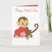 Zoete Kinderen Moederdag Baby Aap Kaart (Voorkant)