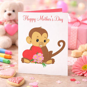 Zoete Kinderen Moederdag Baby Aap Kaart