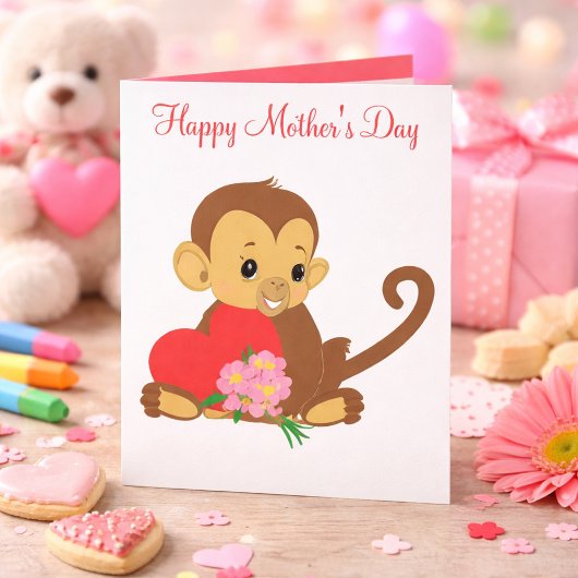 Zoete Kinderen Moederdag Baby Aap Kaart