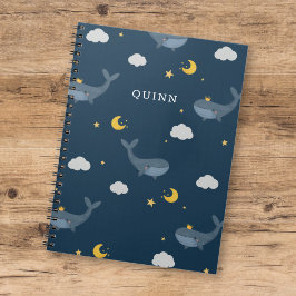 Zoete Kinderen Nacht Lucht Walfis Wolken Maan met Notitieboek