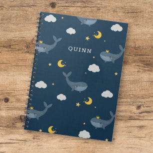 Zoete Kinderen Nacht Lucht Walfis Wolken Maan met Notitieboek