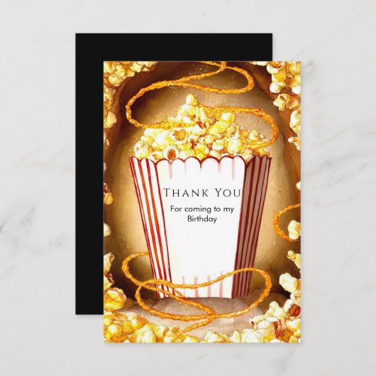 Zoete Kinderen Popcorn Verjaardag Bedankkaart (Voorkant / Achterkant)