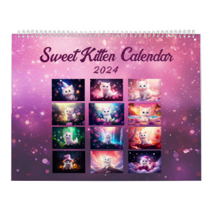 Zoete Kitten Twee Pagina's Grote Kalender