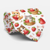 Zoete Kittens en Aardbeien  Stropdas (Opgerold)