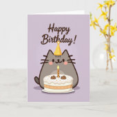 Zoete Kitty Cake Kaart (Gele Bloem)