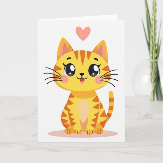 Zoete Kitty Hart Kaart (Voorkant)