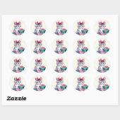 Zoete Kitty Kat Grote Roze Boog Ronde Sticker (Vel)