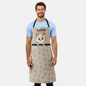 Zoete Kitty Kat Met Naam en Pootafdrukken Schort (Gedragen)