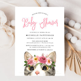 Zoete Kitty Meisje Baby Shower Kaart