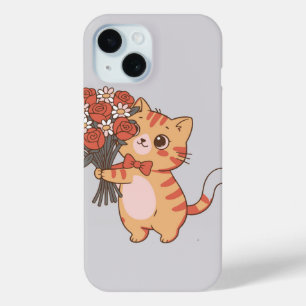 Zoete Kitty met Rozenboeket iPhone 15 Case