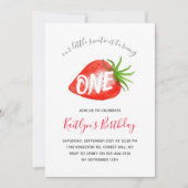 Zoete Kleine Aardbei 1e Verjaardag Kaart (Voorkant)