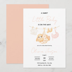 Zoete Kleine Baby Konijn Baby Shower Uitnodiging