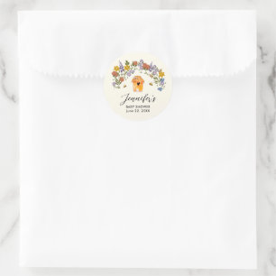 Zoete Kleine Bij Vintage Bloemige Baby Shower Ronde Sticker
