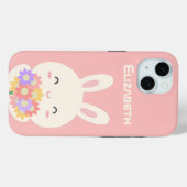 Zoete kleine bunny & bloemen Aangepaste naam Roze Case-Mate iPhone Case (Achterkant (horizontaal))
