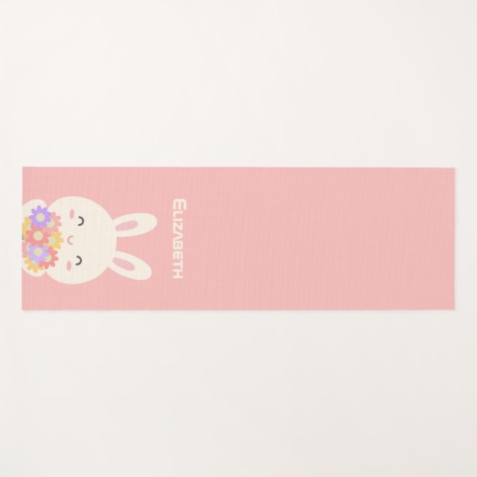 Zoete kleine bunny & bloemen Aangepaste naam Roze Yogamat (Voorkant (horizontaal))