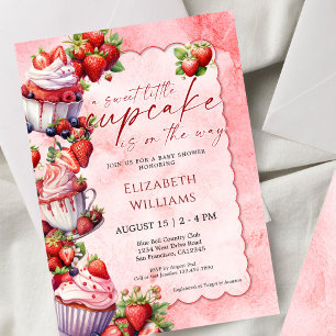 Zoete Kleine Cupcake Strawberry Baby Shower Kaart
