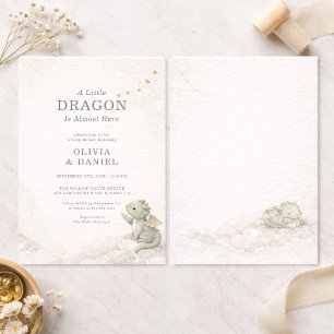 Zoete Kleine Draak Couples Baby Shower Uitnodiging