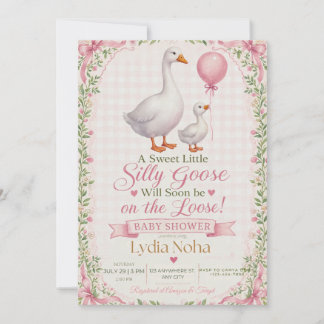 Zoete Kleine Dwaze Gans Baby Shower Uitnodiging |