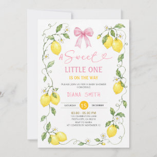 Zoete Kleine Eén Citroen Baby Shower Roze Strik Kaart